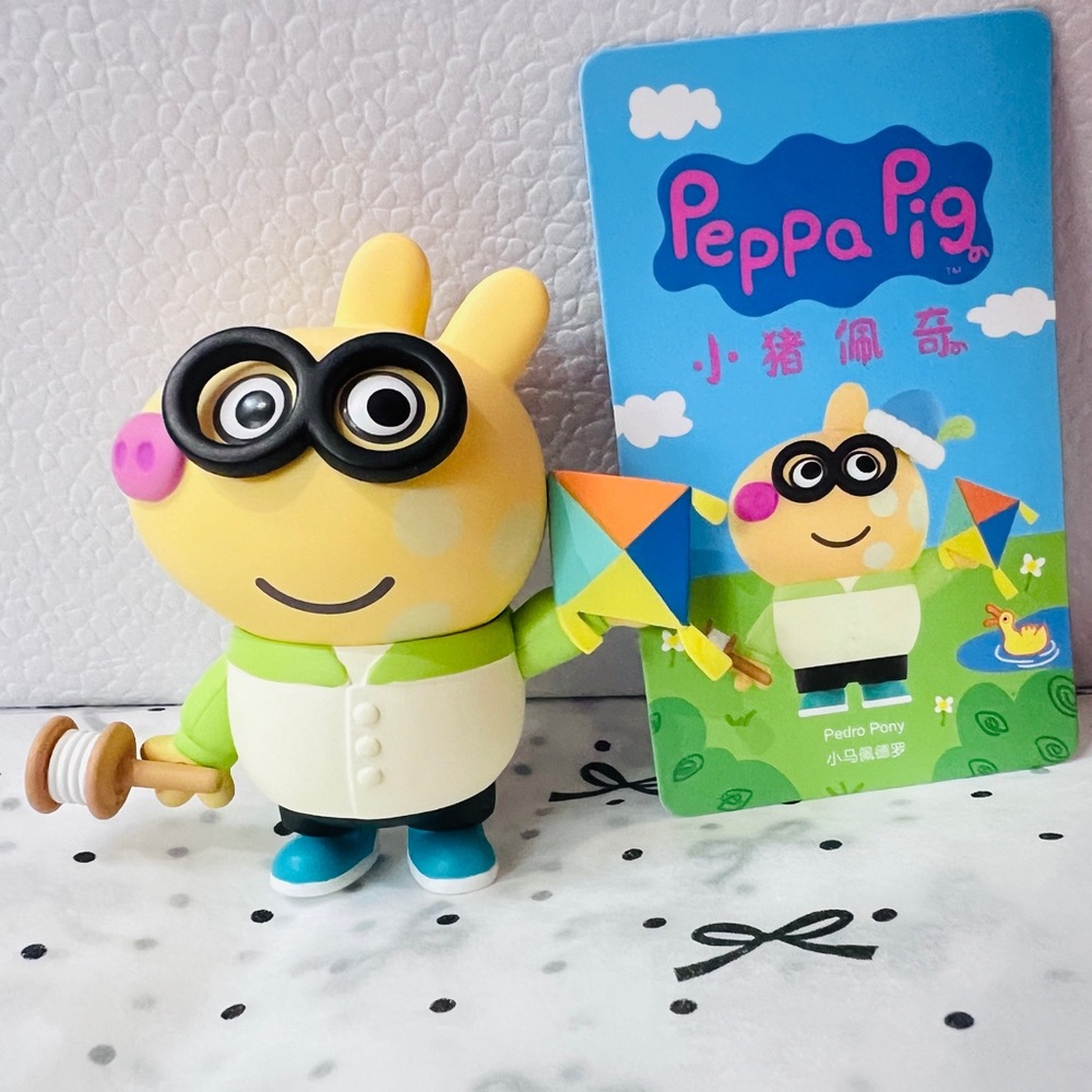 Peppa Pig Pedro Pony Yellow Figure with Colorful Kite Accessory From POP MART